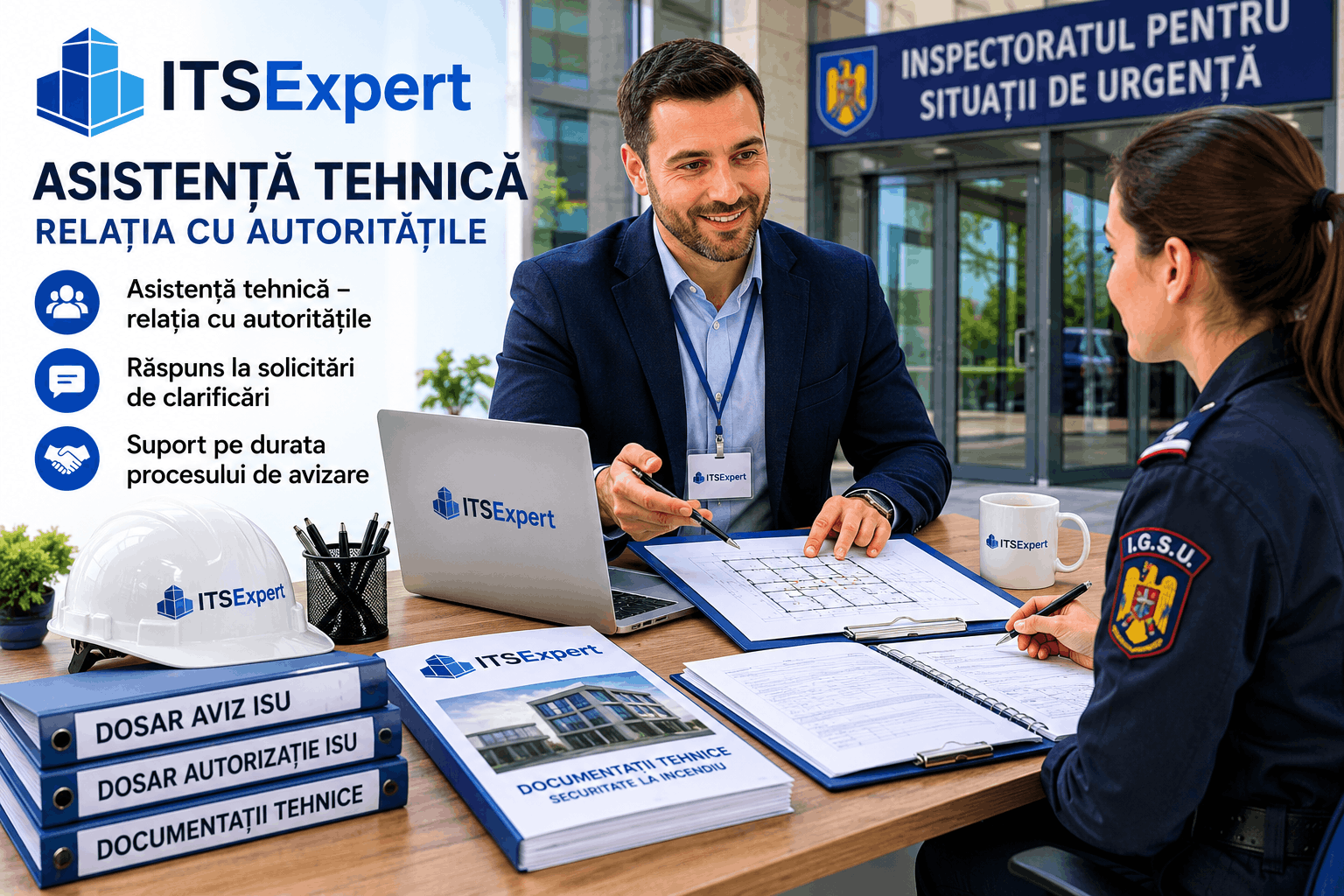 Asistență tehnică ITSExpert pentru relația cu autoritățile, răspuns la solicitări de clarificări și suport în procesul de avizare și autorizare ISU.