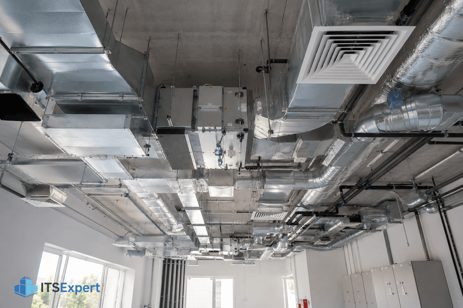 Instalație HVAC cu recuperator de căldură, ventilare mecanică și climatizare pentru clădiri rezidențiale și industriale