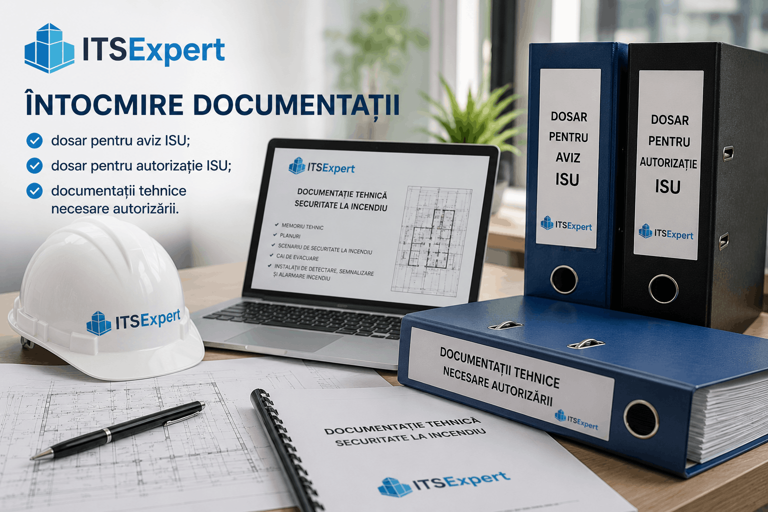 Întocmire documentații ISU realizată de ITSExpert pentru dosare de avizare, autorizare și documentații tehnice necesare obținerii avizelor și autorizațiilor de securitate la incendiu.